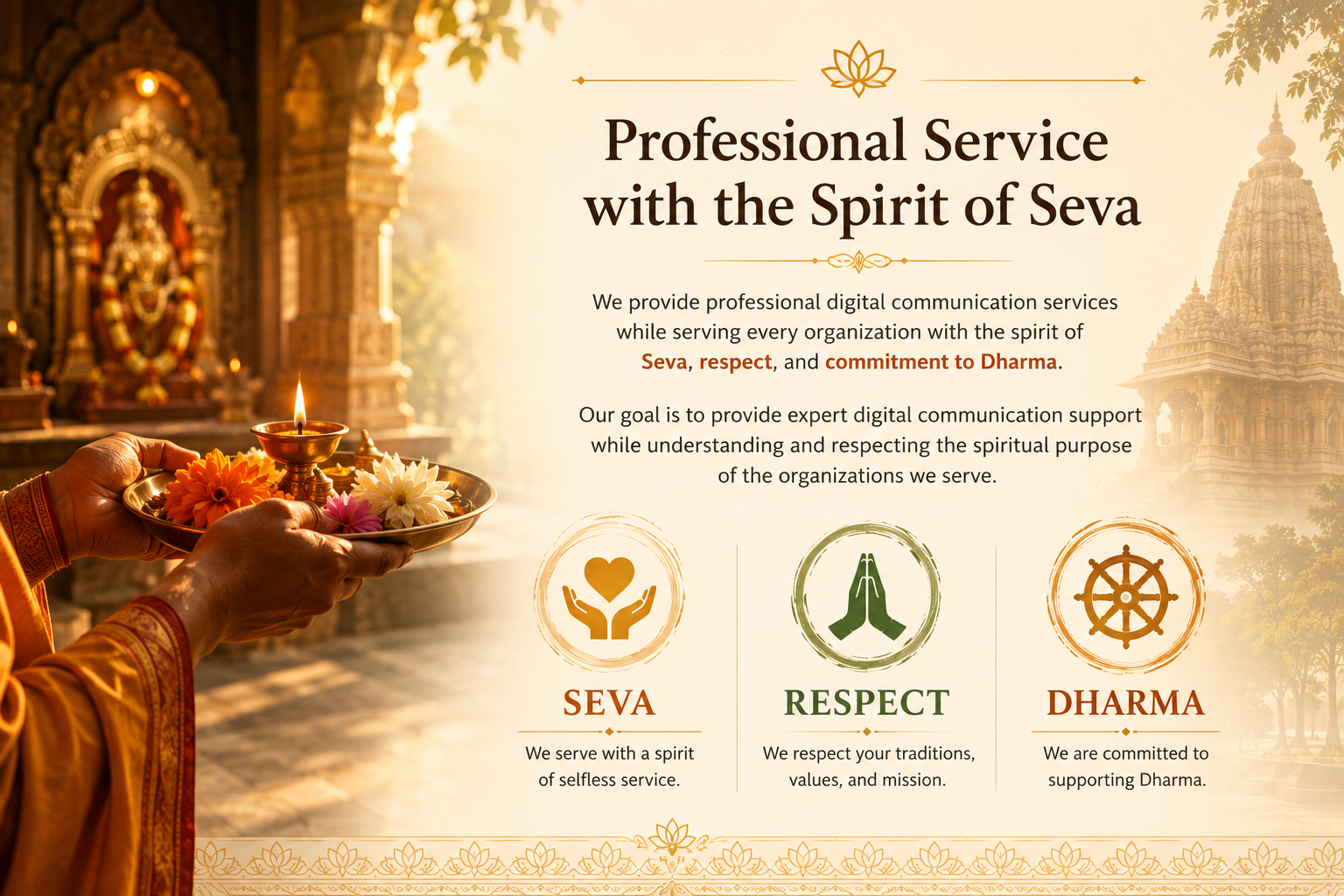 Sanatana Digital Seva providing professional digital communication services with the spirit of Seva, respect and Dharma